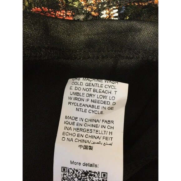 Black Floral Embroidered Dress Size M Long Mesh Sleeves Whimsigoth Fairygrunge - Picture 10 of 13